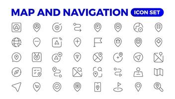 Navigation Line Icons vector. symbol of map location. Map place marker. pointer GPS location symbol. vector