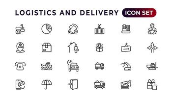 Logistics and delivery linear icons collection.Set of thin line web icon set, simple outline icons collection, Pixel Perfect icons, Simple vector illustration.