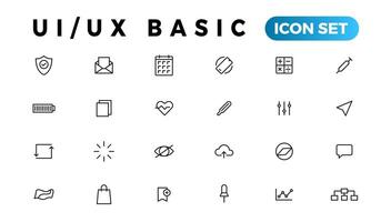 Basic User Interface Essential Set. ui ux Line Outline Icons. For App, Web, Print. Editable Stroke. vector