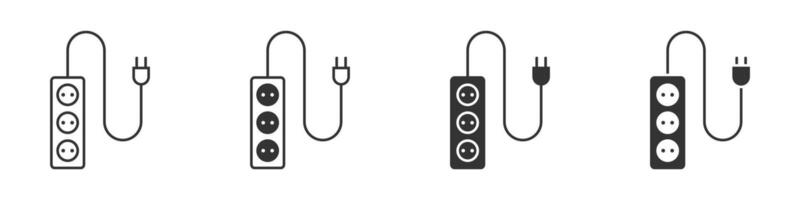 Multi Socket plug icon set. Vector illustration.