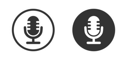 Studio microphone icon. Retro microphone. Podcast symbol. Flat vector illustration.