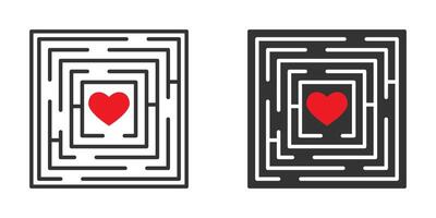 Heart in the square maze icon. Vector illustration.