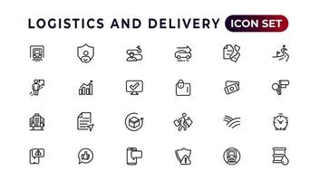 Logistics and delivery linear icons collection.Set of thin line web icon set, simple outline icons collection, Pixel Perfect icons, Simple vector illustration.