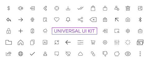 Minimalist and simple looking ui icons set for dark, light mode. Outline isolated user interface elements for night, day themes vector