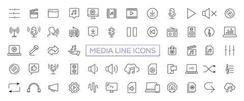 Video and Audio thin line icons. Video, Audio editable stroke icons. Vector illustration