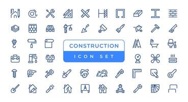 Outline web icons set - construction, home repair tools. Thin line web icons collection. Simple vector illustration