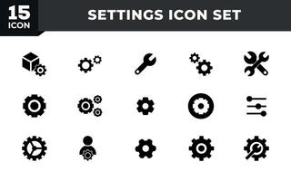 Setup and Settings Icons Set. Collection of simple linear web icons such Installation, Settings, Options, Download, Update, Gears and others and others. Editable vector stroke.