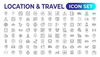 Location icons set. Navigation icons. Map pointer icons. Location symbols. Vector illustration.