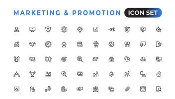 Marketing and promotion linear icons collection.Set of thin line web icon set, simple outline icons collection, Pixel Perfect icons, Simple vector illustration.