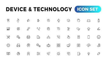 Device and Information technology line icons collection. Big UI icon set in a flat design. Thin outline icons pack vector