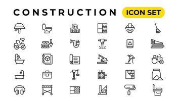 Build and construction thin line icons vector