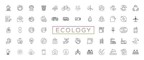 Eco friendly related thin line icon set in minimal style. Linear ecology icons. Environmental sustainability simple symbol vector