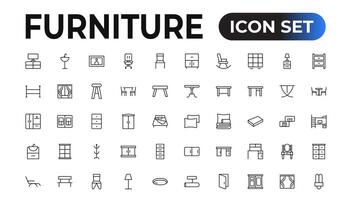 Furniture black icons Vector set. Furniture illustration symbol collection flat Set of thin line web icon set, simple outline icons collection, Pixel Perfect icons, Simple vector illustration.