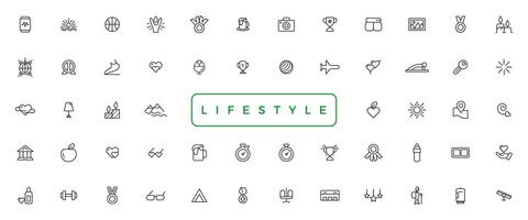 Lifestyle and Entertainment icons. Thin line icons collection vector