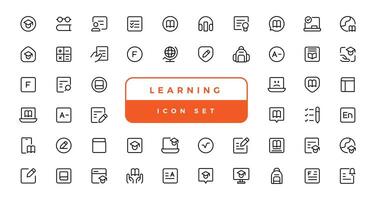 Education and Learning web icons in line style. School, university, textbook, learning vector