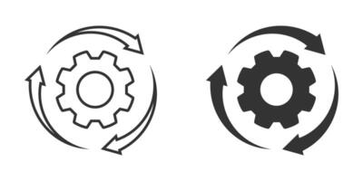 Workflow icon. Gear and arrows. Vector illustration.