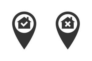 Correct and incorrect house location icons. Vector illustration.