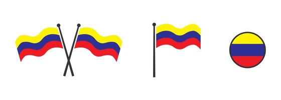 Flag of Colombia. Waving flag of Colombia. Round icon. Flat vector illustartion.