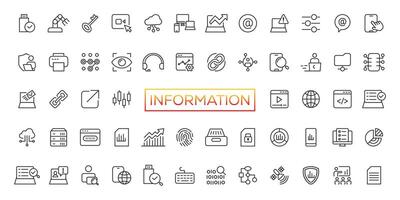 Information technology line icons collection. Big UI icon set in a flat design. Thin outline icons pack vector