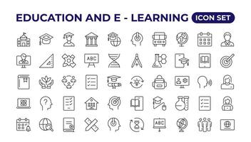 Education and Learning thin line icons set. Education, School, Learning icons. vector