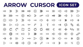 All types of arrow sign symbol outline icon. vector