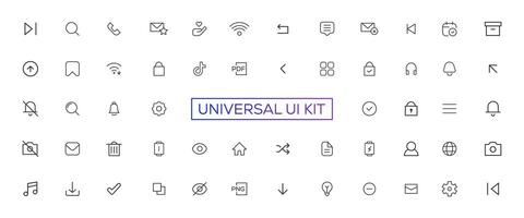 Minimalist and simple looking ui icons set for dark, light mode. Outline isolated user interface elements for night, day themes vector