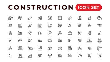 Build and construction thin line icons vector