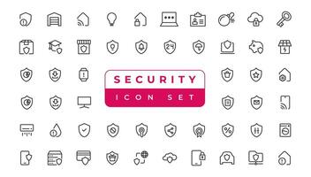 Security set of web icons in line style. Cyber Security and internet protection icons for web and mobile app. Password, security system, finger print, spy, electronic key and more. Vector illustration