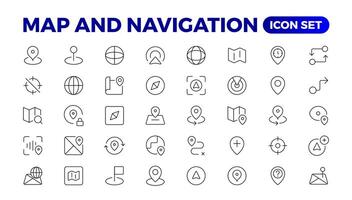 Navigation Line Icons vector. symbol of map location. Map place marker. pointer GPS location symbol. vector