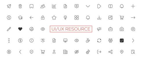 Minimalist and simple looking ui icons set for dark, light mode. Outline isolated user interface elements for night, day themes vector