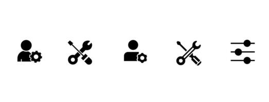 Setup and Settings Icons Set. Collection of simple linear web icons such Installation, Settings, Options, Download, Update, Gears and others and others. Editable vector stroke.