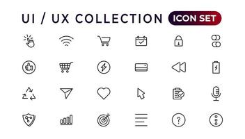 mega conjunto de ui ux icono colocar, usuario interfaz conjunto de iconos colección.conjunto de Delgado línea web icono colocar, sencillo contorno íconos recopilación, píxel Perfecto iconos, sencillo vector ilustración.