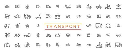 Transport, vehicle and delivery elements - minimal thin line web icon set. Outline icons collection vector