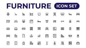 Furniture, icon set.Outline icon collection. vector