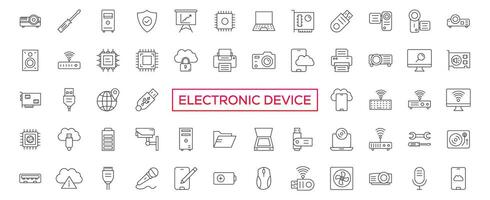 Electronic device line icon set, technology symbols collection, vector sketches, logo illustrations, linear pictograms package isolated on white background