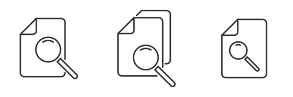 Document compliance risk control icon. Audit symbol. Paper with magnifying glass. Vector illustration.