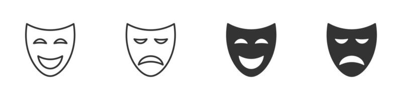 comedia y tragedia máscara icono. vector ilustración.