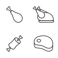 Meat  related line icon set. Beef, steak, ham, chicken. Vector. vector