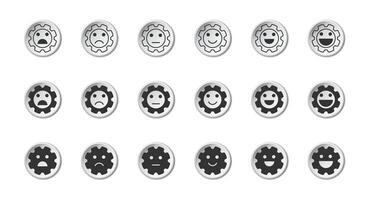 Gear with rating emotion icon set. Vector illustration.