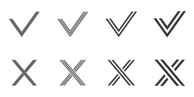 Check mark and cross linear signs. Vector illustration.