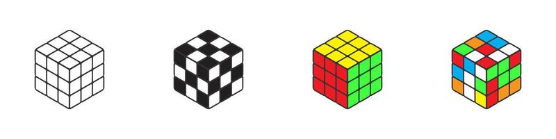 Set of puzzle cubes isolated on white background. Vector illustration.