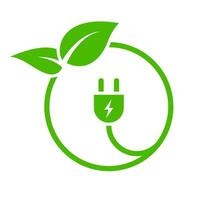 Eco plug symbol. Leaf renewable green icon. Vector illustration.