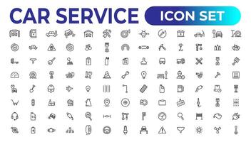 Car service icon set with editable stroke and white background. Auto service, car repair icon set. Car service and garage. vector