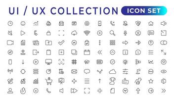 Mega set of ui ux icon set, user interface iconset collection.Set of thin line web icon set, simple outline icons collection, Pixel Perfect icons, Simple vector illustration.