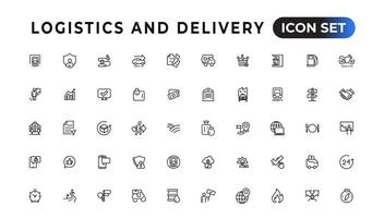 Logistics and delivery linear icons collection.Set of thin line web icon set, simple outline icons collection, Pixel Perfect icons, Simple vector illustration.