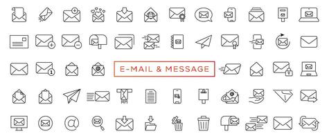 Mail message line icons. Newsletter, E-mail, Correspondence. Communication linear icon set. Quality line set vector