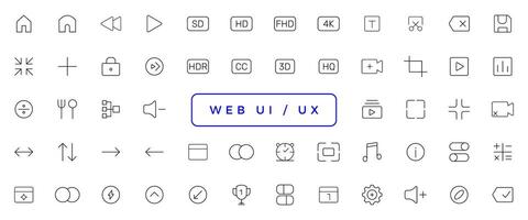 Set of outline ui and ux icons. Minimalist thin linear web icon set vector