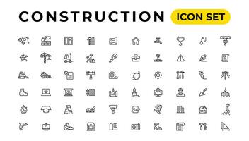 Build and construction thin line icons vector