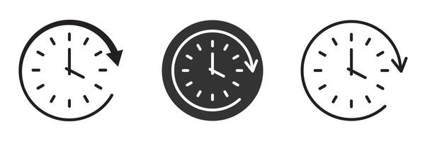 Time icons. Clock icons. Passage of time signs. Isolated on white background. Vector illustration.