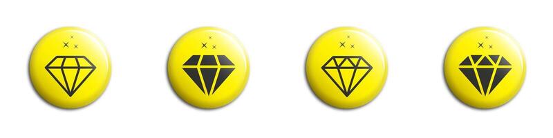 Diamond icons set. Brilliant symbol. Flat vector illustration.